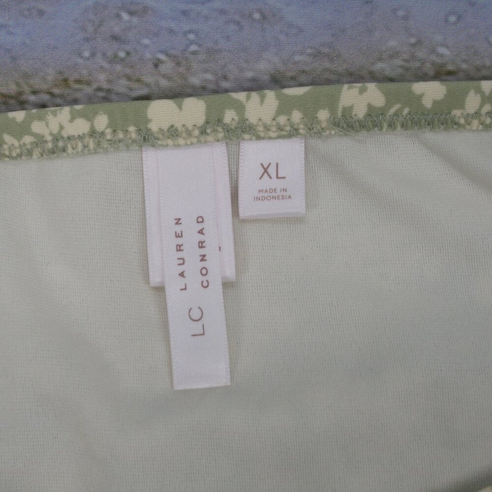 LC LAUREN CONRAD Swim Suit Floral Swimsuit Green Cream Coquette Girl X-Large - Picture 5 of 16